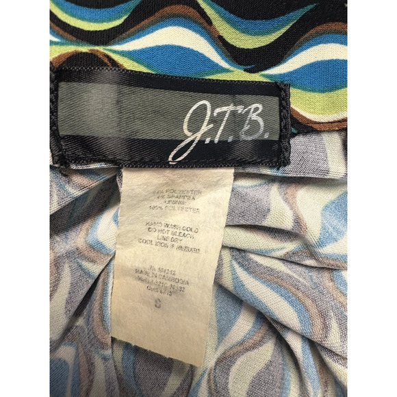 Vintage y2k Babydoll Top Small Black Green Geometric Tie Back V Neck Lettice Hem - Picture 8 of 10